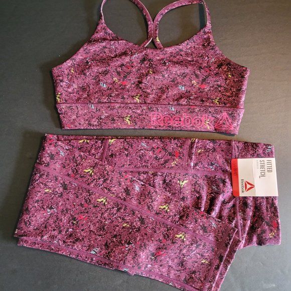 REEBOK Fitted Stretch Workout Top & leggings. Girls Size L (10-12), NWT - Picture 4 of 9